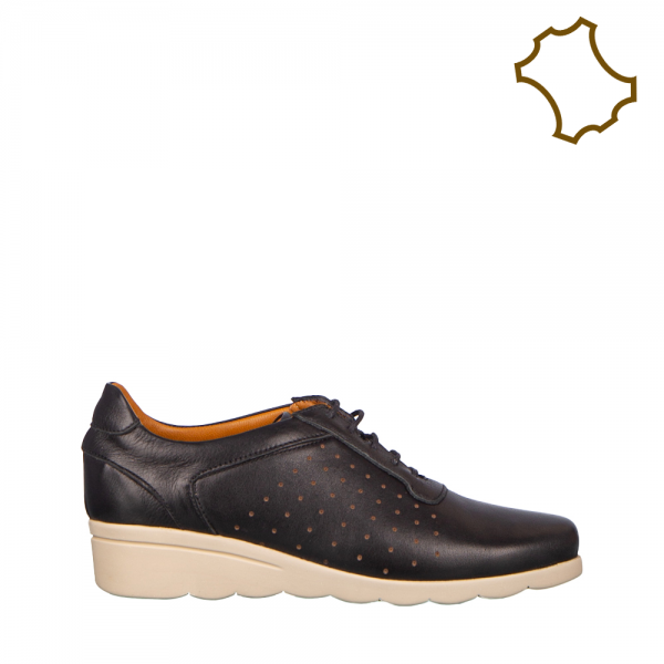 Γυναικεία παπούτσια casual φυσικό δέρμα Carmyna μαύρα, 4 - Kalapod.gr
